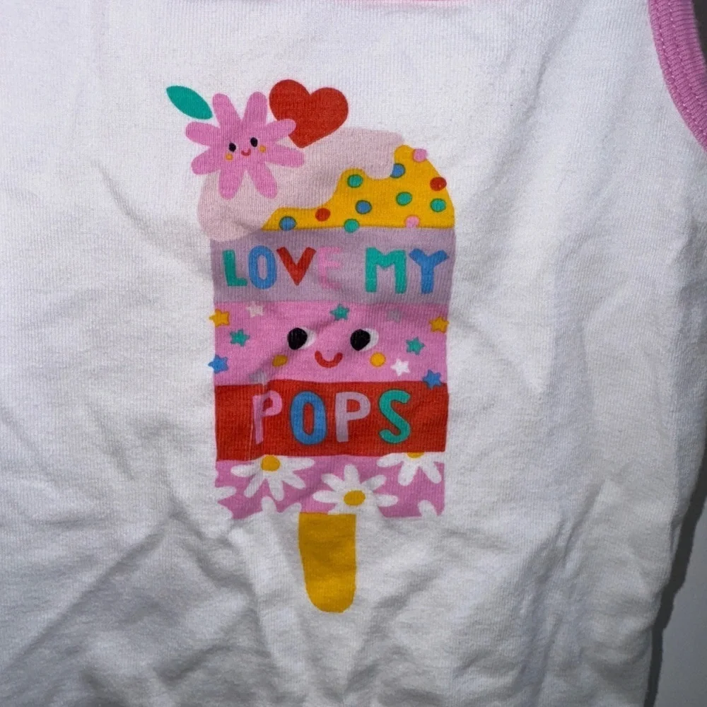 PJ Place 3T White and Pink Love My Pops Pajama Top Camisole Ice Cream Graphic